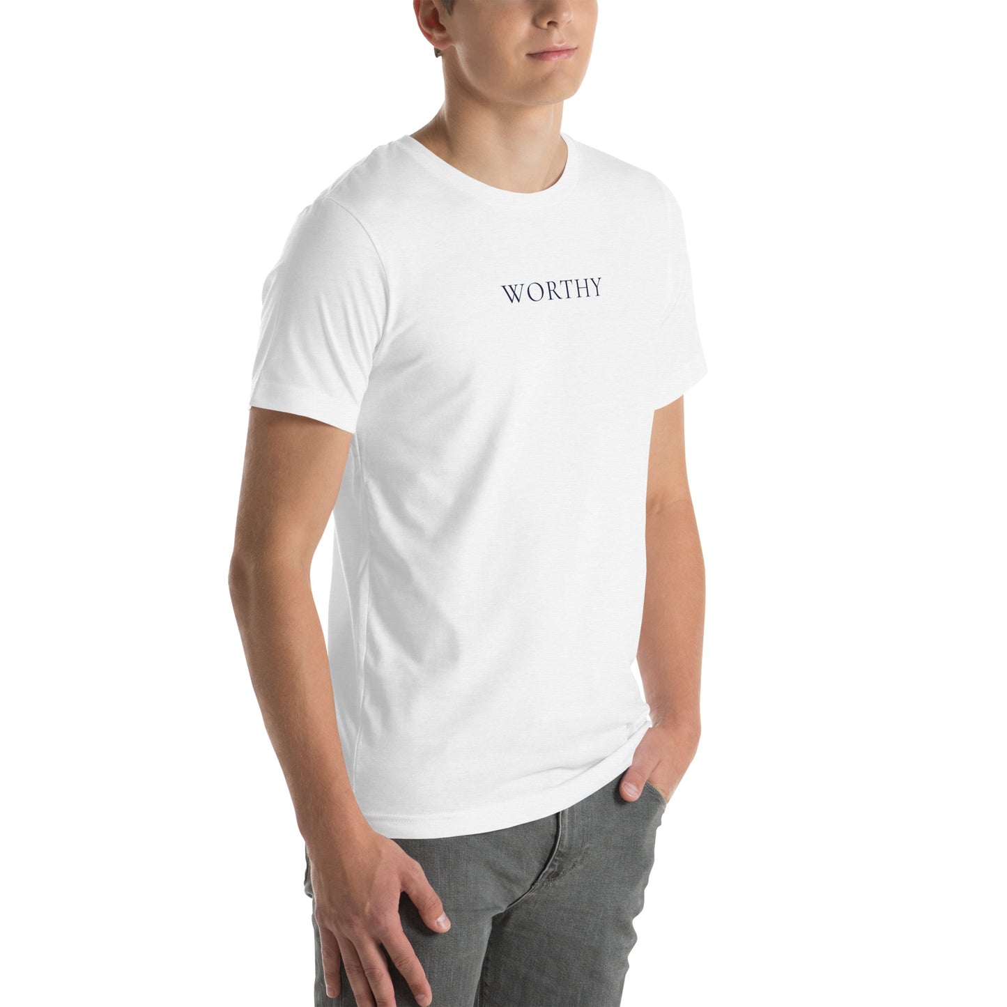 I AM WORTHY — Navy Accent
