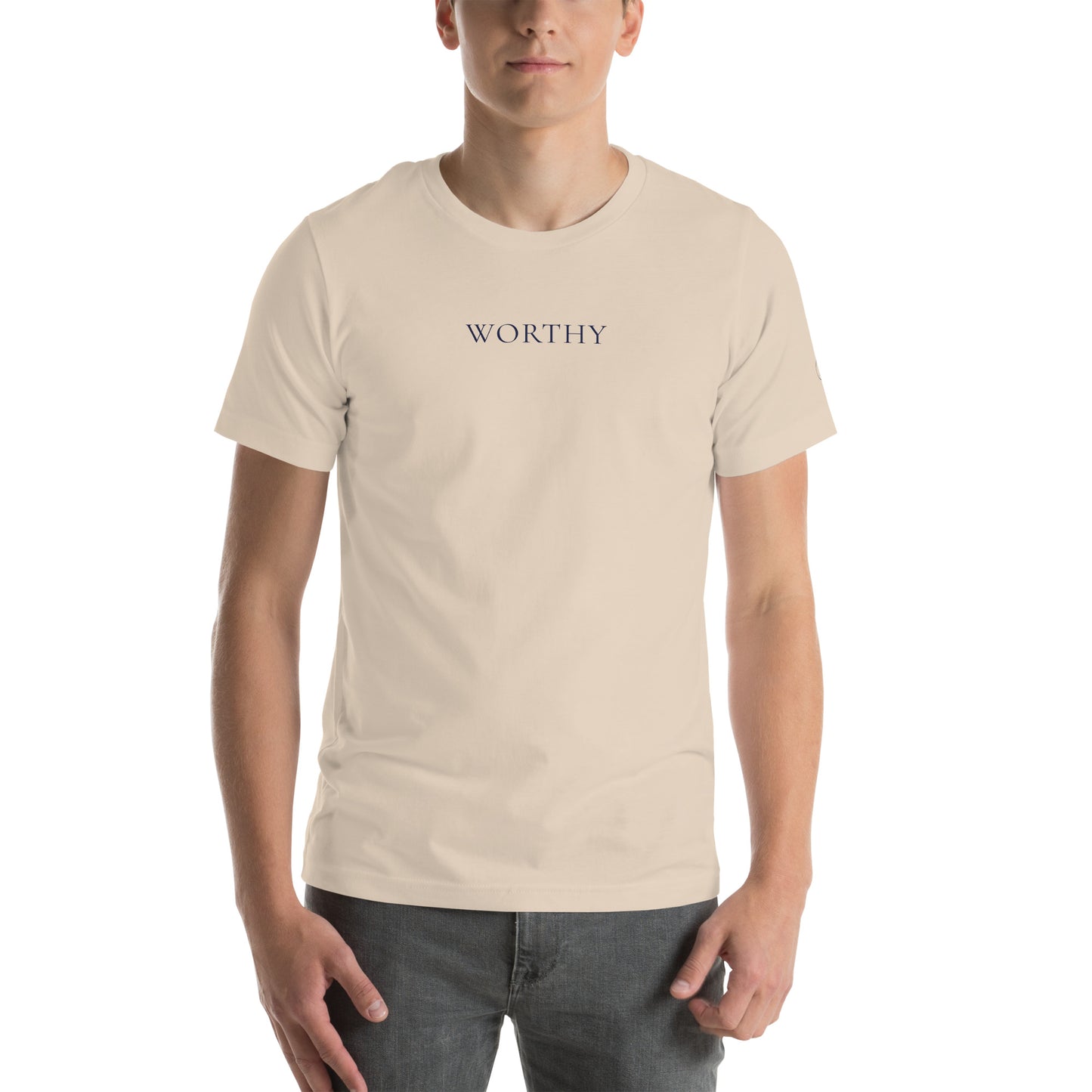 I AM WORTHY — Navy Accent