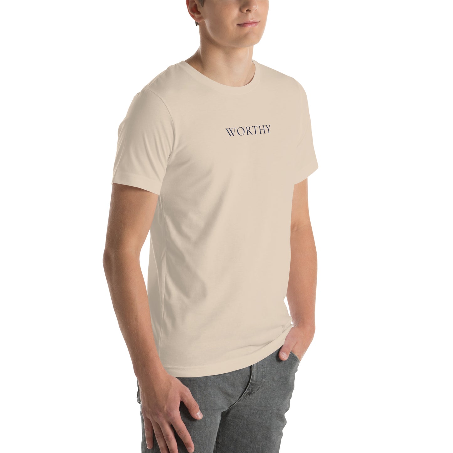 I AM WORTHY — Navy Accent