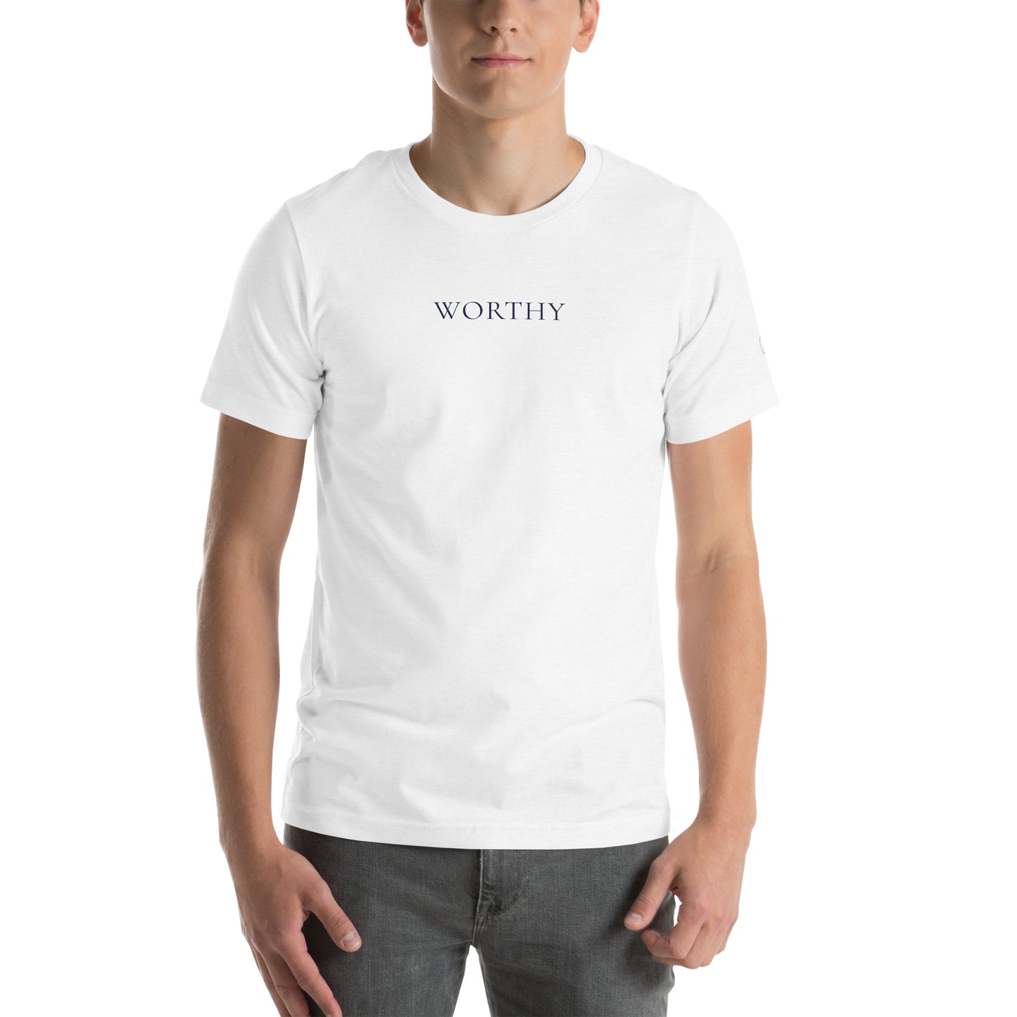 I AM WORTHY — Navy Accent