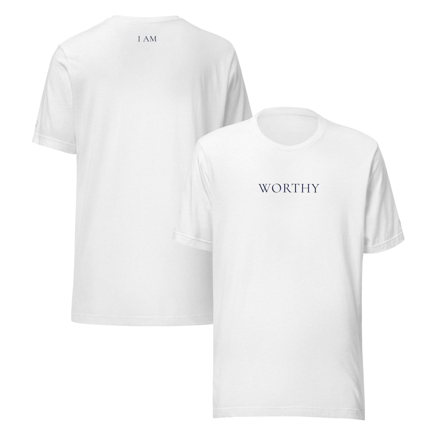 I AM WORTHY — Navy Accent