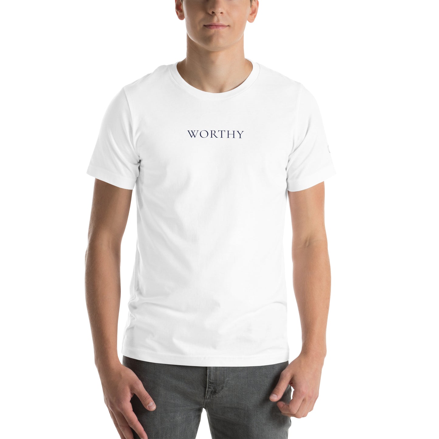 I AM WORTHY — Navy Accent